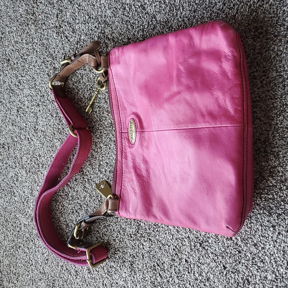 Fossil shoulder bag crossbody brass zippers